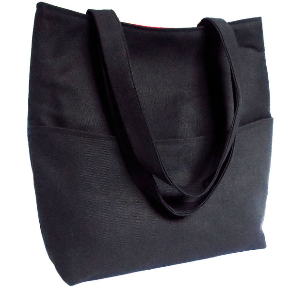back of the 517 tote from Holland Cox - solid black with double straps