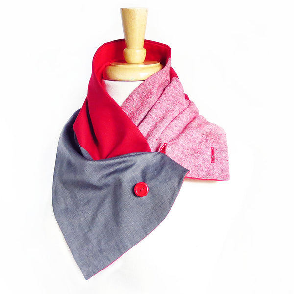 red trinity button scarf