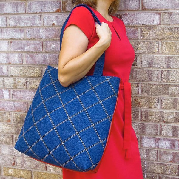 the anjelica 517 tote with a model to show it's size