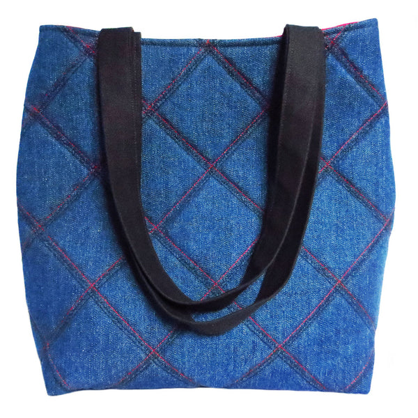 the 517 tote from Holland Cox in dark blue denim with stitched details