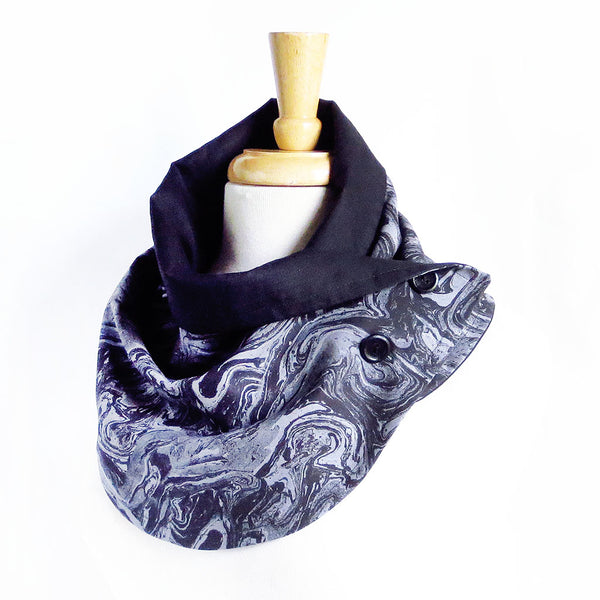 black marble button scarf