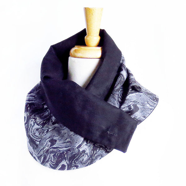 black marble button scarf