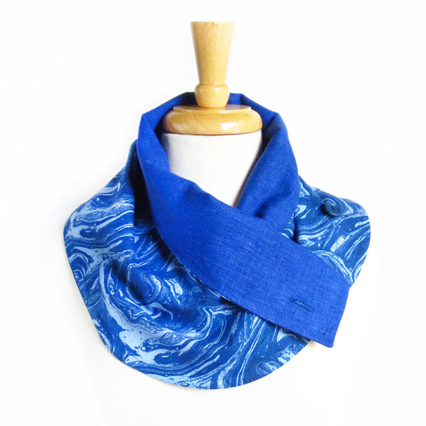 blue marble button scarf