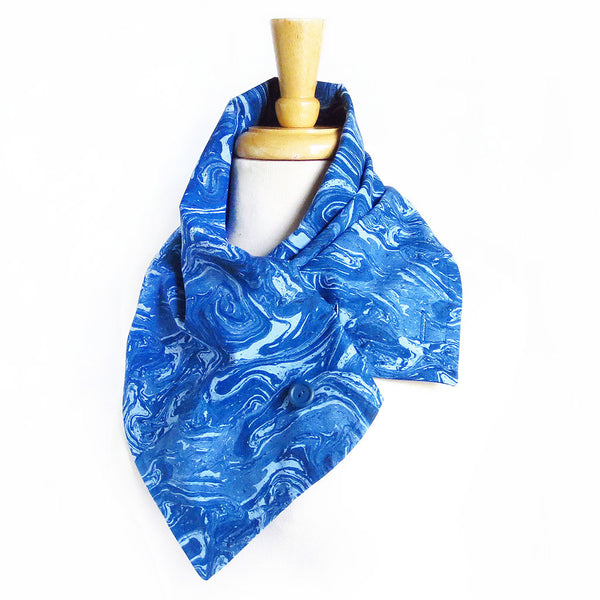 blue marble button scarf