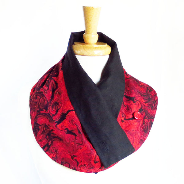 red marble button scarf
