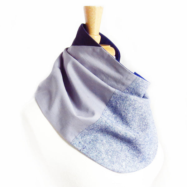 blue trinity button scarf