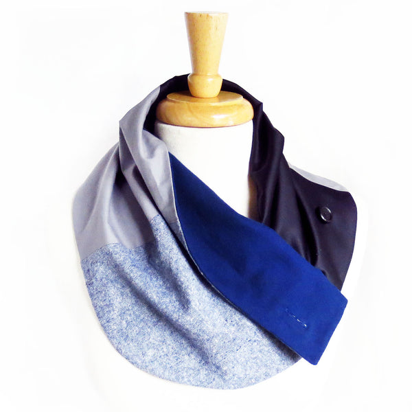 blue trinity button scarf
