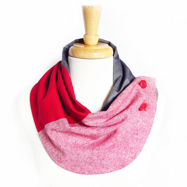 red trinity button scarf