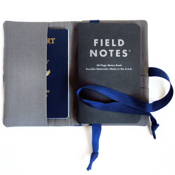 front pocket of field notes cover can hold a backup notebook or your passport