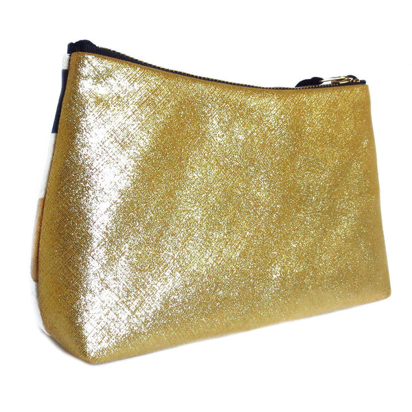gold metallic leather back of the felicity zip pouch