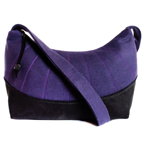 purple wool and black ultrasuede everday bag from Holland Cox
