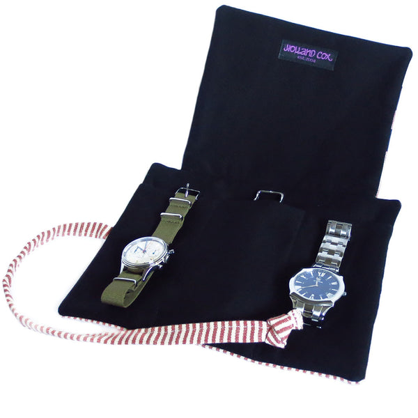 fabric watch roll with padded black lining