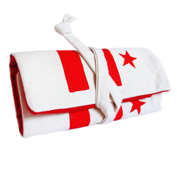 canvas watch roll featuring the DC flag stenciled in red