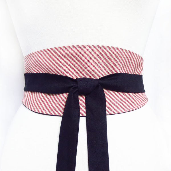 red ticking wrap belt