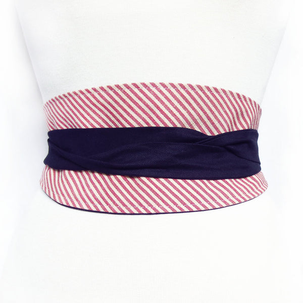 red ticking wrap belt